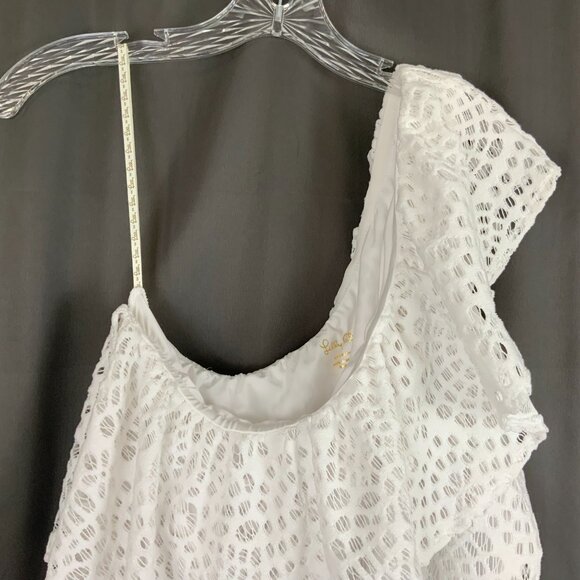 Lilly Pulitzer White Matteo One Shoulder Top Sea Urchin Terry Lace Sz XL - Picture 4 of 16